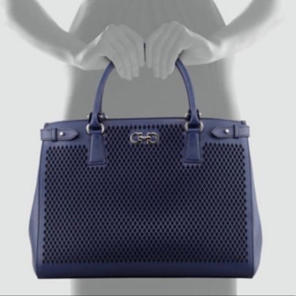 Salvatore Ferragamo Handbags - SOLD !!!!Salvatore Ferragamo Blue Perforated Satchel